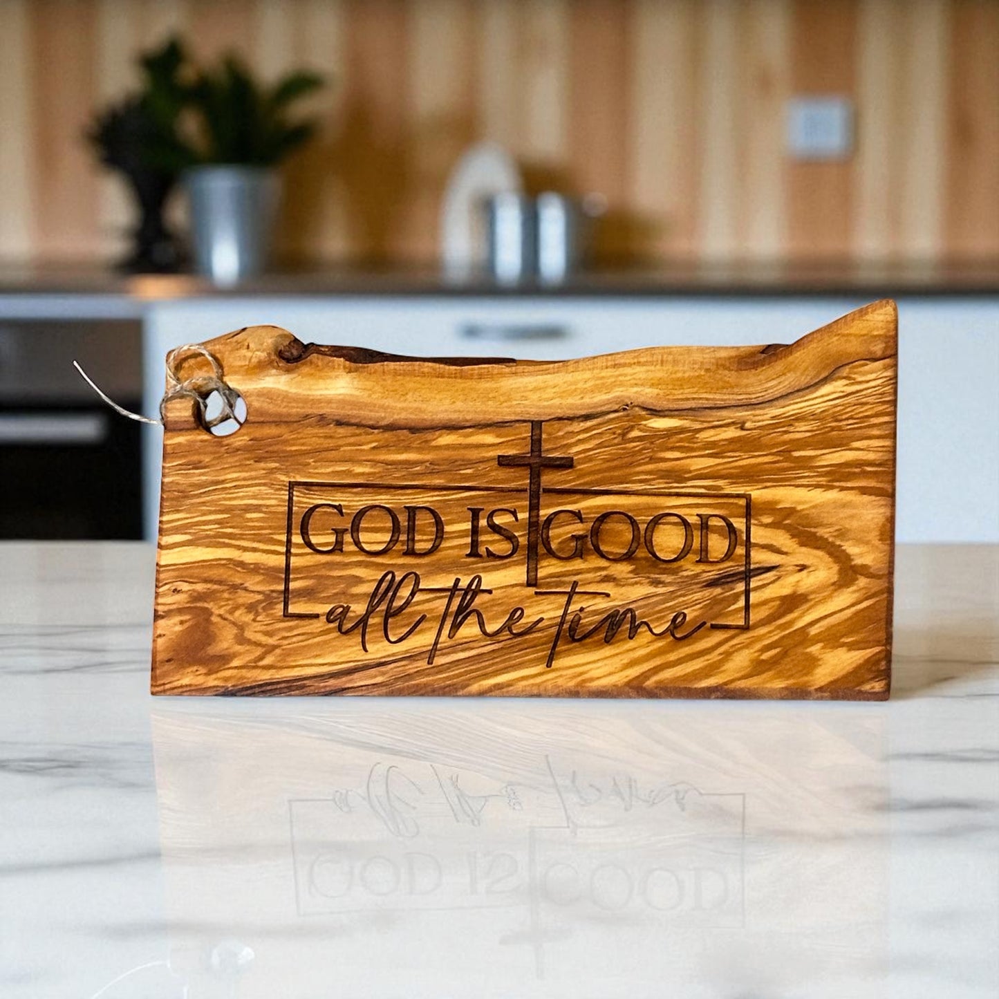 Olive wood cheese board with engraving