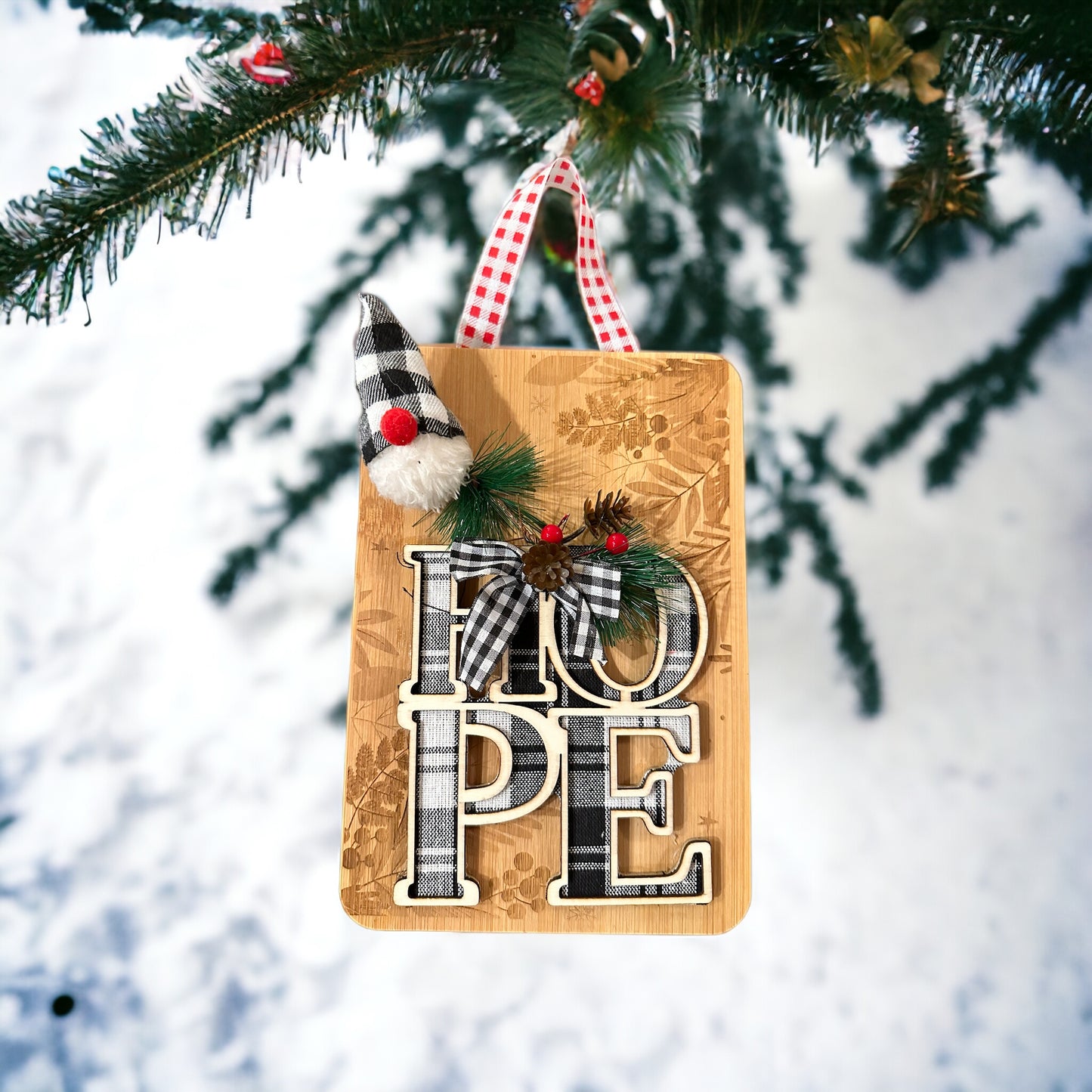 Engraved Bamboo Holiday Wall Hanging