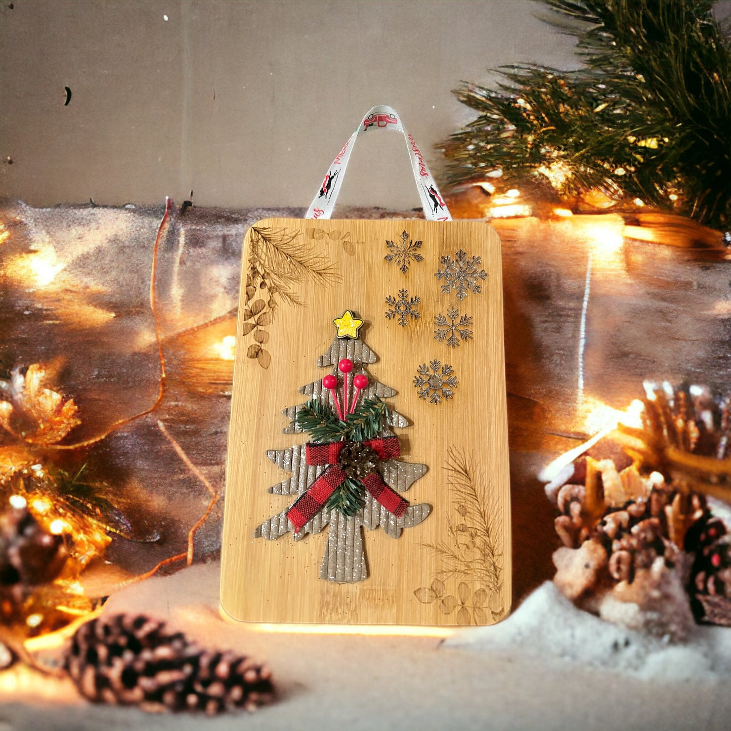 Engraved Bamboo Holiday Wall Hanging