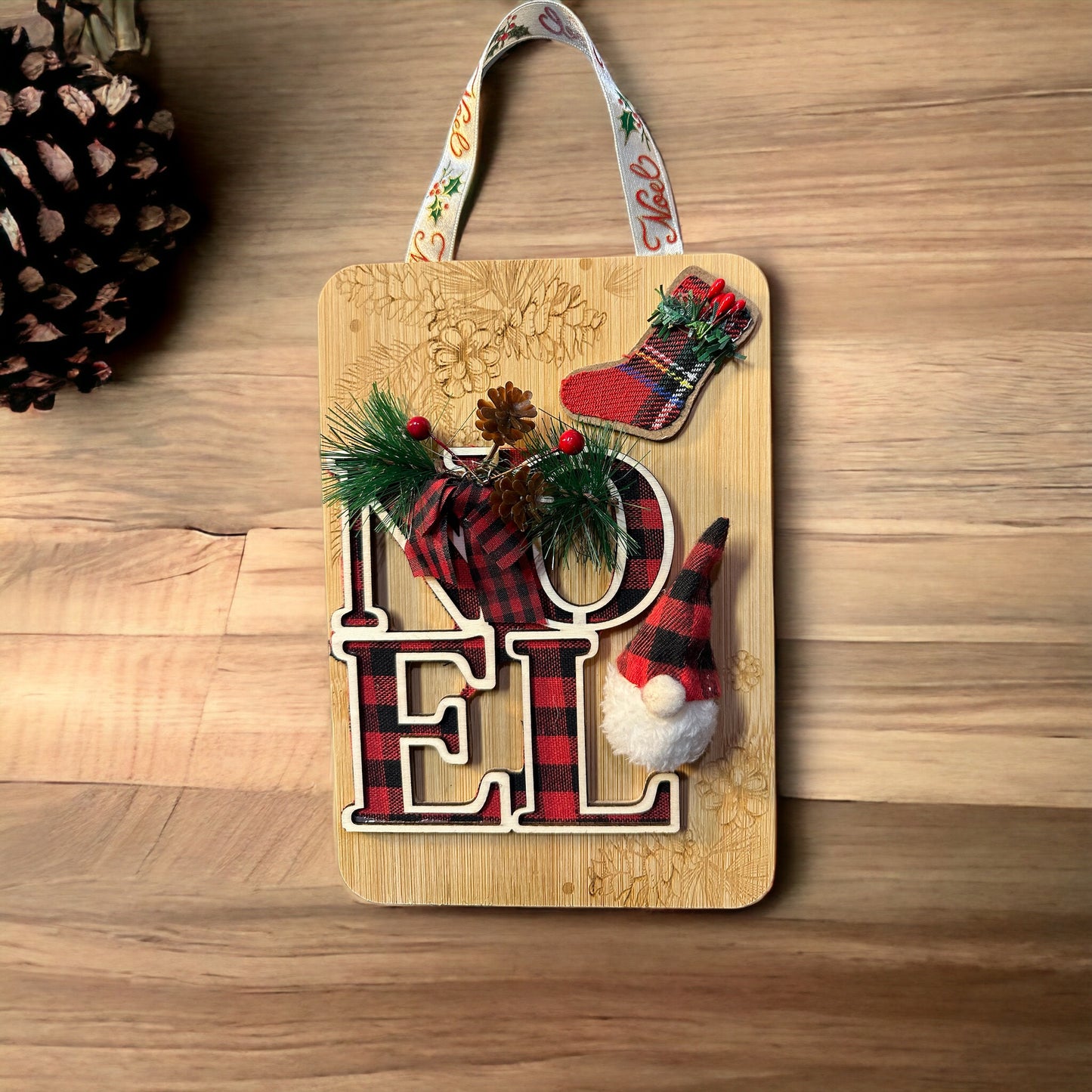 Engraved Bamboo Holiday Wall Hanging