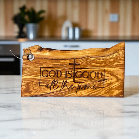 Olive wood cheese board with engraving