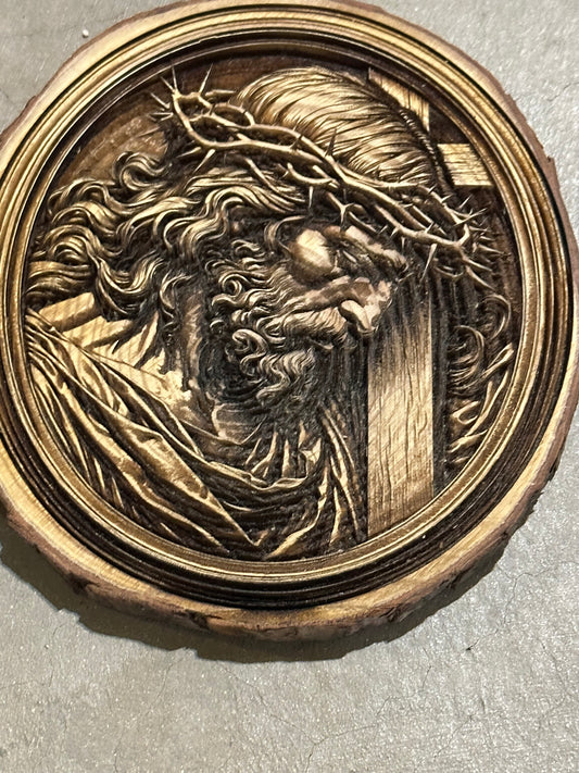 3D Engraved Live edge wood round